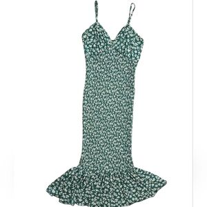 Green Floral Flare Dress